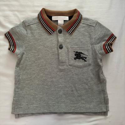 Burberry Shirts & Tops | Burberry Children Polo Shirt Kids Babies 6 Month Collared Shirt Authentic New | Color: Gray | Size: 6mb