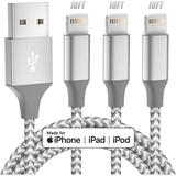 Bkayp iPhone Charger [Apple Mfi Certified] 3 Pack 10ft Lightning Cables Fast Charging iPhone Cord Compatible with iPad iPod Gray