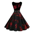 Robe Rockabilly pour femme, robe de soirée florale, robe pin-up, balançoire éducative, robe de soirée Saint Valentin, rétro vintage, années 50 et 60, décontracté, été