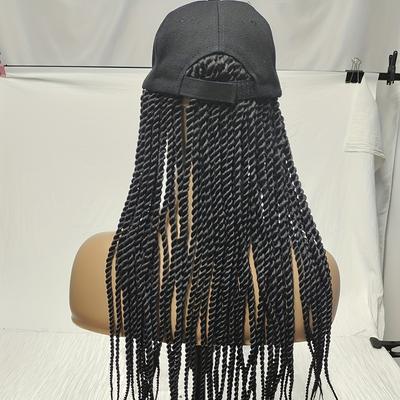 Long Braiding Hair Baseball Hat Wig Hair With Braided Box Braids For Women Hat With Hair Extensions For Women, Synthetic Hair, Braids Hat Wig With Hair Attached, Hip Hop Punk Style 90s Party