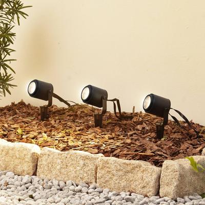 Lindby Smart LED-Außenstrahler Nymo, CCT, RGB, Tuya, 3er-Set Nymo Lindby, dimmbar, schwarz, Metall, Modern Image