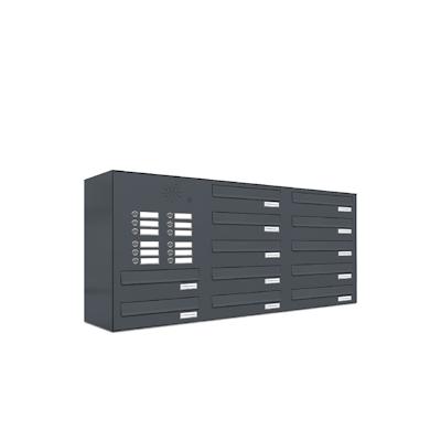 AL Briefkastensysteme 12 Fächer Premium Durchwurf Briefkasten in RAL 7016 Anthrazit Grau, Post A4, robust, wetterfest, Artikelnummer: 132P12DZ3KSP7016 Image