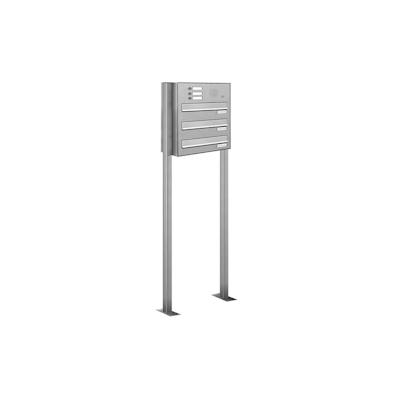 AL Briefkastensysteme 3 Fächer Premium Edelstahl Stand Briefkasten Anlage mit Klingeln, Post A4 modern, robust, wetterfest, Artikelnummer: 132V3DZS1KS Image