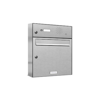AL Briefkastensysteme 1 Fach Premium Edelstahl Wand Briefkasten Anlage mit Klingeln, Post A4, modern, robust und wetterfest, Artikelnummer: 331T1EA1KS Image