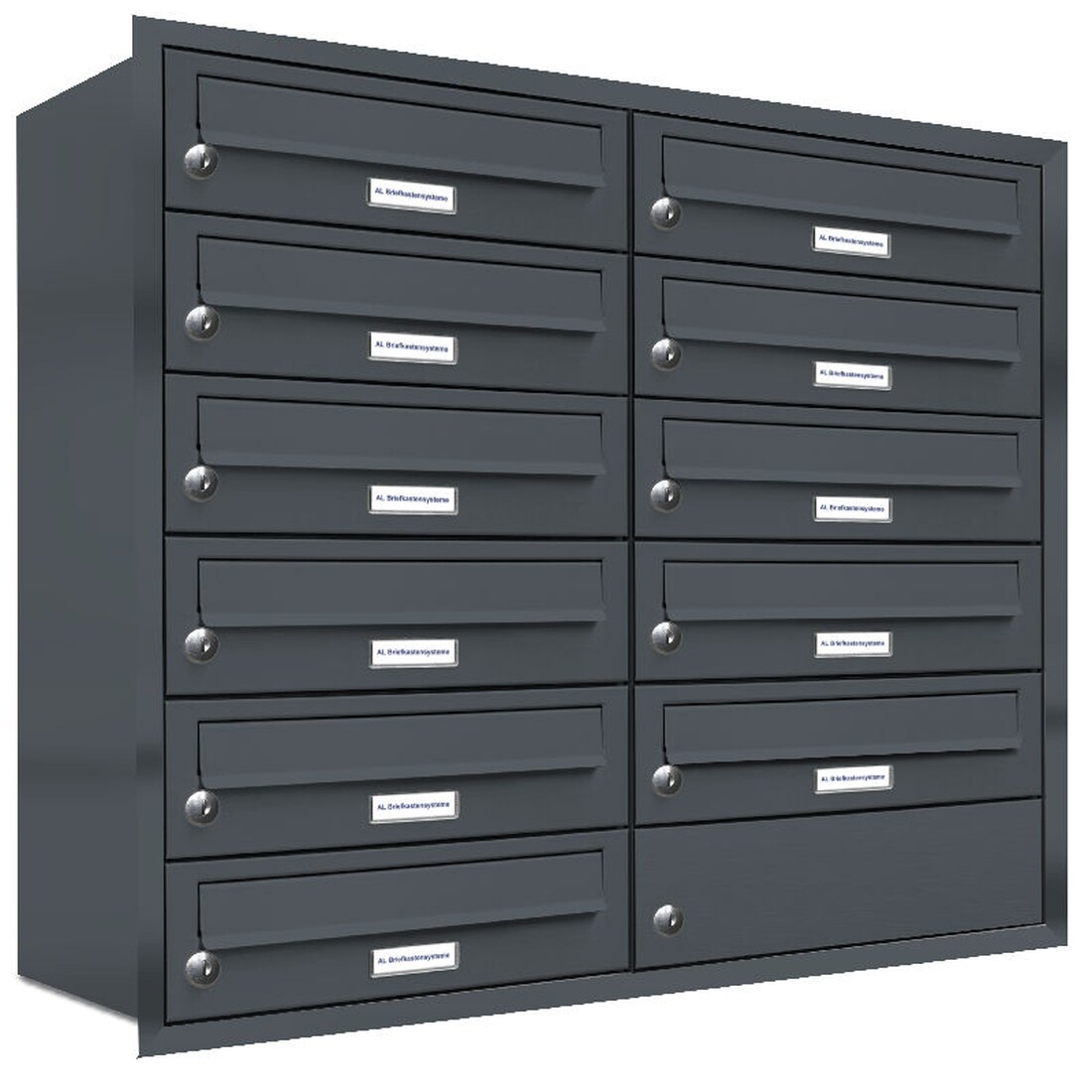AL Briefkastensysteme 11 Fach Premium Unterputz Briefkasten Anlage RAL 7016 Anthrazit Grau, Post A4, modern, wetterfest, Artikelnummer: 132P11U2P7016 Image