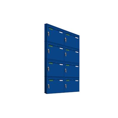 AL Briefkastensysteme 8 x Basic Wand Briefkasten in RAL Farbe 5010 Enzian Blau für Post A4, wetterfest, Artikelnummer: 431P8EA2P5010 Image