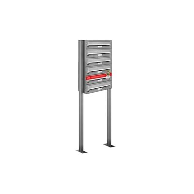 AL Briefkastensysteme 6 Fächer Premium Edelstahl Stand Briefkasten Anlage für Post A4 modern, robust, wetterfest, Artikelnummer: 132T6S1 Image