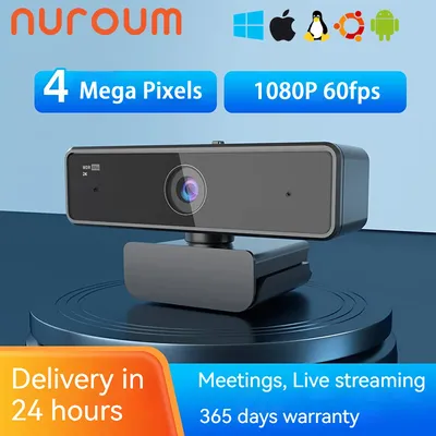 NUROUM V11 2K Webcam With Dual Microphone 1080P 60fps 1440P 30fps FHD Computer Mini Web Camera USB