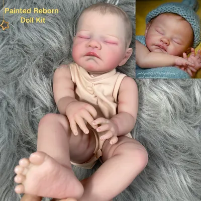 MRB 20 inch Already Painted Vinyl Reborn Doll Parts August Sleeping Baby 3D Painting Skin Visible