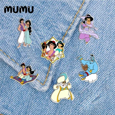 2024 New Princess Jasmine Lapel Pin Magic Lamp Acrylic Brooches Handmade Epoxy Jewelry Shirt Bag