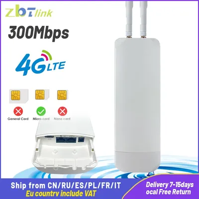 Zbtlink Outdoor 4G Router 300Mbps CAT4 LTE Roteador Waterproof 4G SIM Card Wi-Fi Routers Modem for