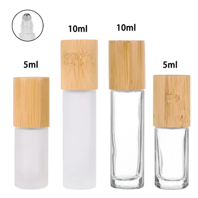 6/12/24pcs 5ml/10ml Portable Glass Roll on Refillable Bottle for Essential Oil with Stainless Roller