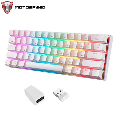 Motospeed SK62 BT Wireless Gaming Mechanical Keyboard 61 Keys RGB Backlight Red Switch Blue Switch