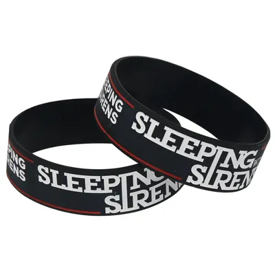 1PC SLEEPING WITH SIRENS Rock Style Band Silicone Wristbands for Music Fans Wide Black