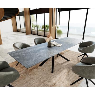 DELIFE Esstisch Edge 200-300x100 Keramik Laminam®Nero Greco Anthrazit Kreuzgestell Rechteck Schwarz ausziehbar, Esstische