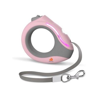 GroovyPets LED Flashlight Wearable Hand-Free Retractable Dog Leash, 10-ft long, 3/8-in wide, Pink