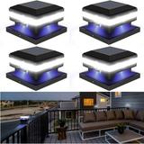 Solar Post Lights 160Lm 52 Led - 6X6 Post Cap Solar Light Outdoor Deck Fence Solar Lights Fit 4X4 5X5 6X6 Wood Posts Ip65 Waterproof For Garden Porch Patio 6000K White Lighting 4 Pack