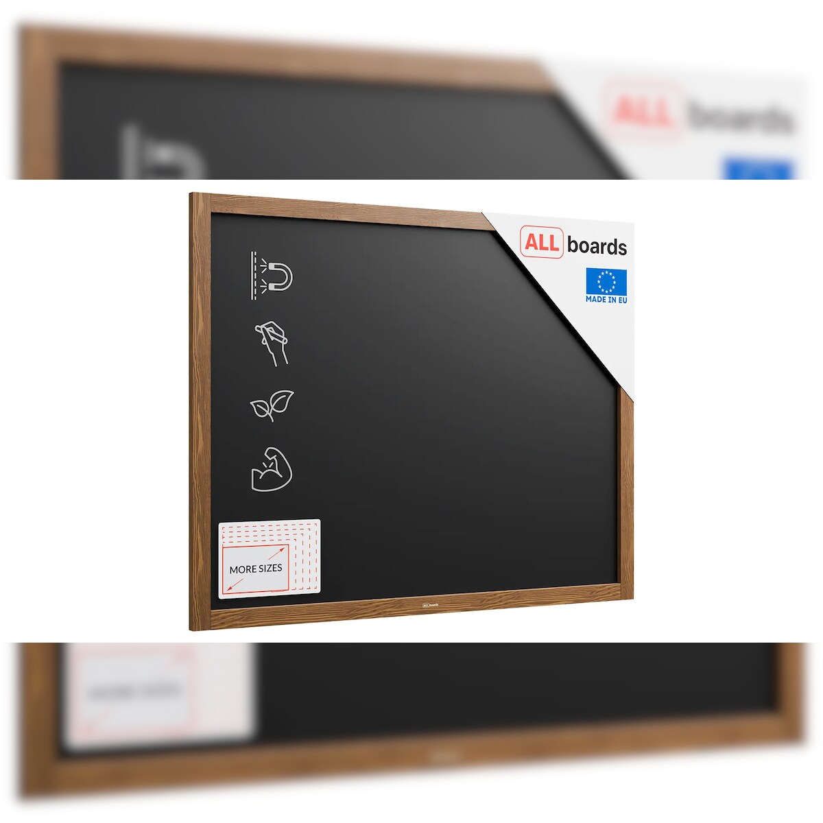 ALLboards Magnetische Kreidetafel 100x80 cm, Holzrahmen Image
