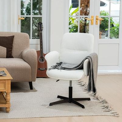 Ergonomischer Bürostuhl aus weißem Frotteestoff, Sessel, höhenverstellbar, 360 drehbar - Meubles Image