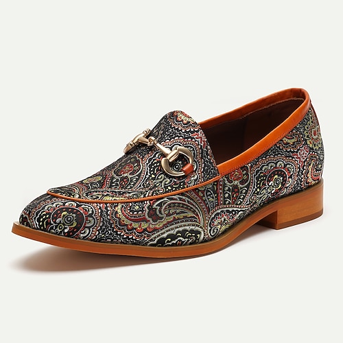 Per uomo Mocassini e Slip-Ons Stampa scarpe Scarpe formali Scarpe da sera Di pelle Pelle bovina pieno fiore italiana Comodo Antiscivolo Mocassino Rosso marrone
