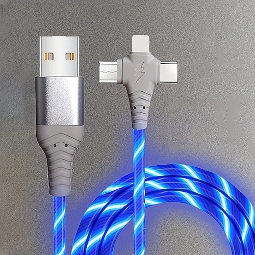 Rapid 3A LED Flow-Kabel – Dreifach-USB-auf-Lightning-Sync Aufladen - 10-20 W Leistung, langlebiges ABS, universelle Kompatibilität Image