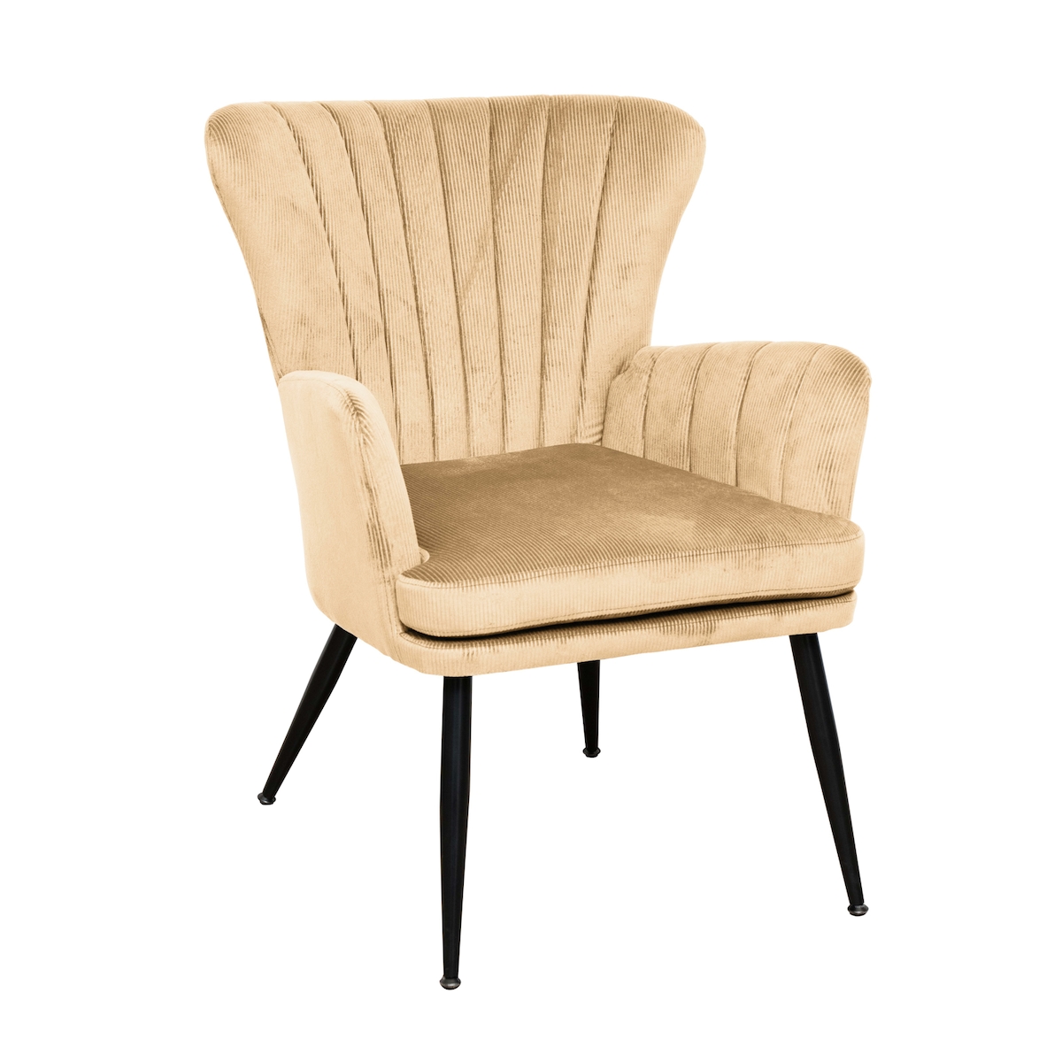 SVITA SANSA Sessel Wohnzimmer Cordbezug Lesesessel modern Polsterstuhl mit Armlehne Loungesessel Beige Image