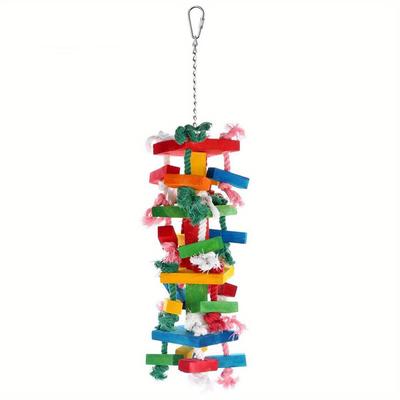 Colorful Wooden Parrot Chewing Toys - Perfect For Cage Biting And Bird Entertainment