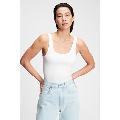 Gap Womens White Ribbed Scoop Neck Vest - White