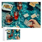 Nawy Impossible Wooden Puzzles Vintage Funky Preppy Blue Poker Playing Cards 1000 PCS