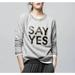 J. Crew Tops | J Crew Say Yes Sweatshirt Womens Medium Metallic Graphic Sweater Gray Boho | Color: Blue/Gray | Size: M