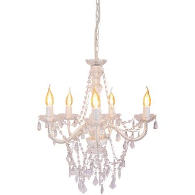 NÄVE Pendelleuchte "5er Krone "CECILIA" D: 52 cm weiß", weiß, B:52,00cm H:85,00cm L:85,00cm, Lampen, elegantes Design, Kronleuchter Image