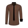 Langarmhemd RUSTY NEAL, Herren, Gr. M, EURO-Größen, braun, 60% Baumwolle, 37% Polyester, 3% Elasthan, unifarben, casual, Langarm, Hemden, mit Krawatte