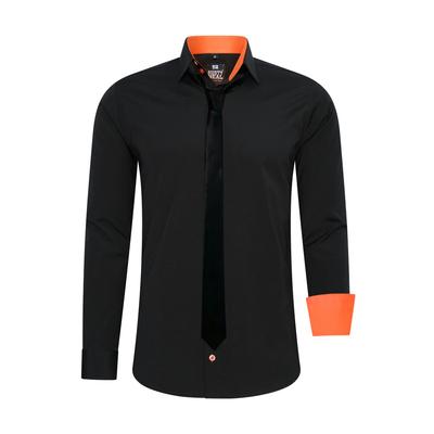 Langarmhemd RUSTY NEAL, Herren, Gr. XXL, EURO-Größen, orange (schwarz, orange), 60% Baumwolle, 37% Polyester, 3% Elasthan, unifarben, casual, Langarm, Hemden, mit Krawatte Image