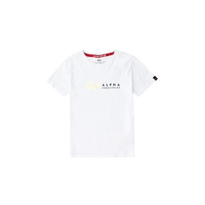 T-Shirt ALPHA INDUSTRIES "Alpha Industries Kids - T-Shirts Alpha Label T Foil Print Kids", Mädchen, Gr. 16, weiß, Obermaterial: 100% Baumwolle, Kurzarm, Shirts Image