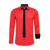 Langarmhemd RUSTY NEAL, Herren, Gr. M, EURO-Größen, rot, 60% Baumwolle, 37% Polyester, 3% Elasthan, unifarben, casual, Langarm, Hemden, mit Krawatte