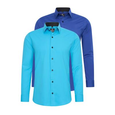 Langarmhemd RUSTY NEAL, Herren, Gr. 5XL, EURO-Größen, blau (türkis), 60% Baumwolle, 37% Polyester, 3% Elasthan, unifarben, casual, Langarm, Hemden, im Slim-Fit geschnitten Image