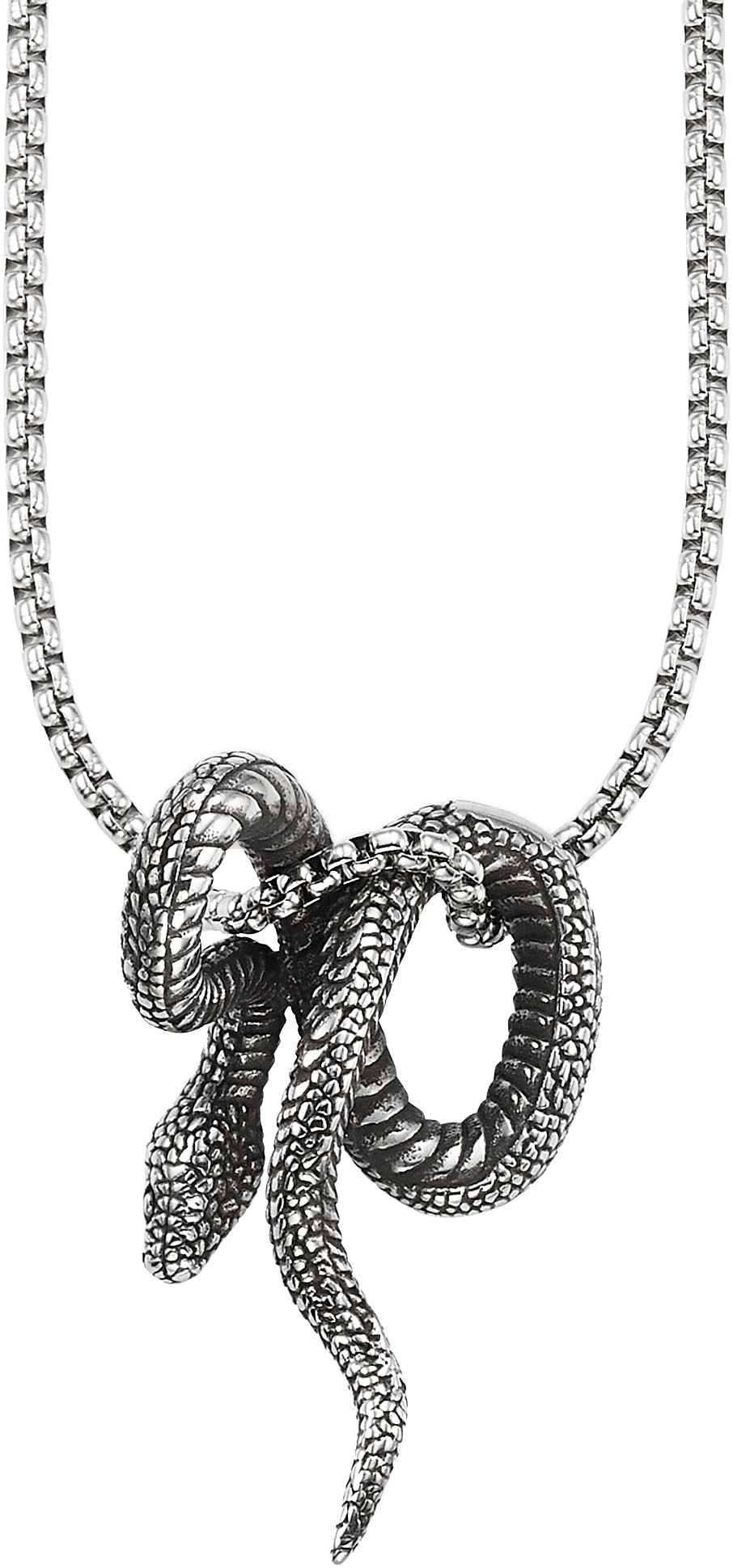 Kette mit Anhänger BRUNO BANANI "Schmuck Geschenk Venezianerkette Schlange, B4114N/20/00/55", schwarz (edelstahlfarben, schwarz), Halsketten, Damen, Edelstahl, L: 55 B: 2,8mm, B:2,8mm Image