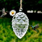 Outdoor Glass Hummingbird Feeder Hanging Pine Cone Shape Wild Bird Feeder for Garden Backyard Decoration (Pine Cone)