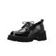 ZXSXDSAX Oxford Shoes Men Lace Up Oxfords Woman Flats Square Toe Thick High Heels Loafers Brogue Platform Shoes Patent Leather Shoes Women Creepers(Color:Schwarz,Size:6.5)