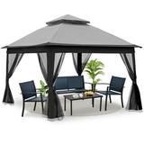 Yone jx je Outdoor 11x 11Ft Pop Up Gazebo Canopy With Removable Zipper Netting 2-Tier Soft Top Event Tent Suitable For Patio Backyard Garden Camping Area Grey