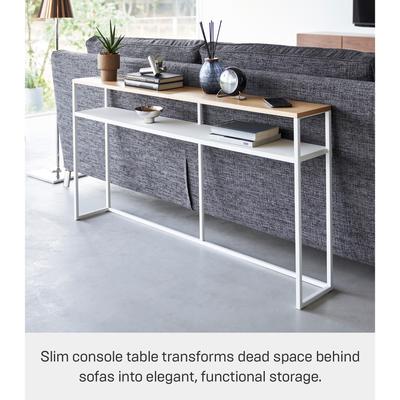 Yamazaki Home Long Console Table - Two Styles, Steel, Shelf, Holds 11 lbs - L 8.07 x W 49.61 x H 25.59 inches