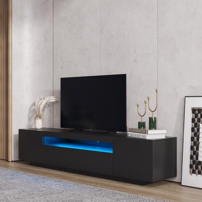 White TV Cabinet with LED Lights and Storage Drawers for up to 80 Inch TV