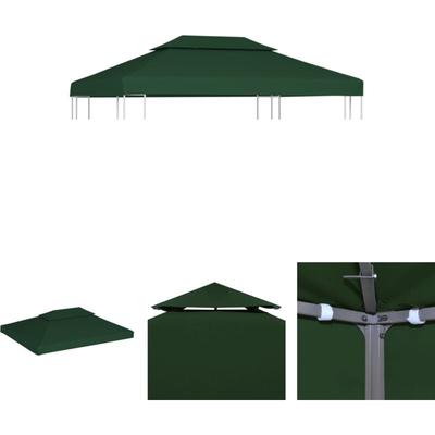 The Living Store Pavillon-Dachplane Ersatzdach 310 g/m² Grün 3x4 m - Dächer für Pavillions Image