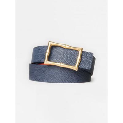 J.McLaughlin Women's Lina Reversible Leather Belt Navy/Orange, Size XS
