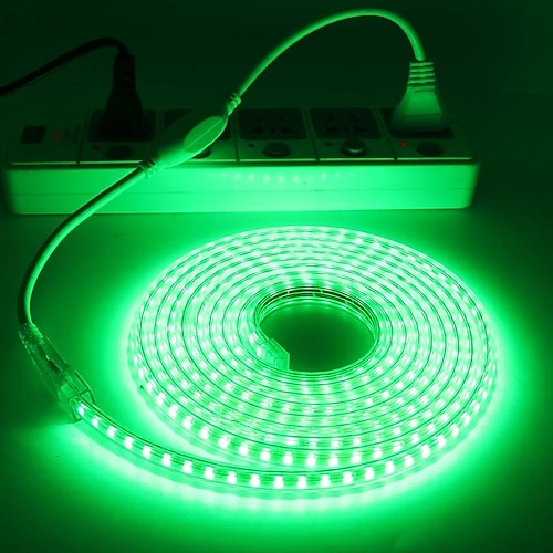 LED-Lichtstreifen für den Außenbereich, AC 220 V, wasserdicht, IP67, Lichtstreifen, EU-Stecker, flexibles Lichtband, 5050, 60 LEDs/m, hohe Helligkeit, geeignet für gewerbliche Beleuchtungsdekoration Image