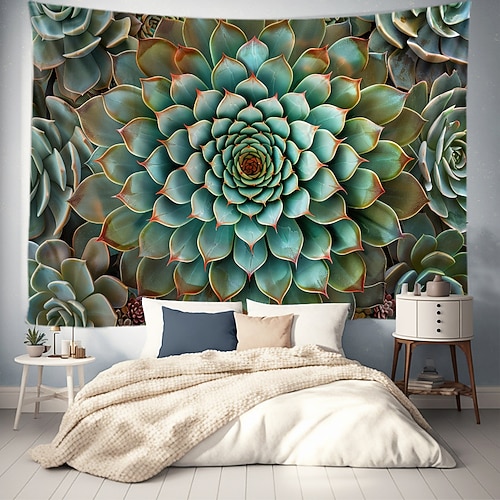 Mandala Boho Sukkulenten Wandteppich Wanddekoration großer Wandteppich Wanddeko Fotografie Kulisse Decke Vorhang Home Schlafzimmer Wohnzimmer Dekoration Image