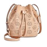 Coach Bags | Coach Suede Mini Bucket Crossbody Bag 16 With Cut Out Beechwood | Color: Tan | Size: Os