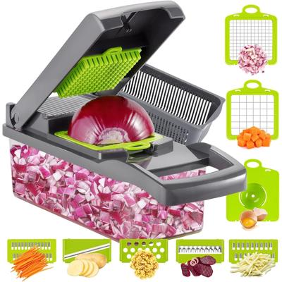 Chopper Vegetable Dicer - 8 Blades Mandolin Slicer Pro Cutter with Egg Separator and Drain Basket