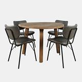 Reclamation Five Piece Round Rustic Reclaimed Solid Wood Round Dining Set with Upholstered Chairs - Jofran 2301-RND-4-OWNCHGRY
