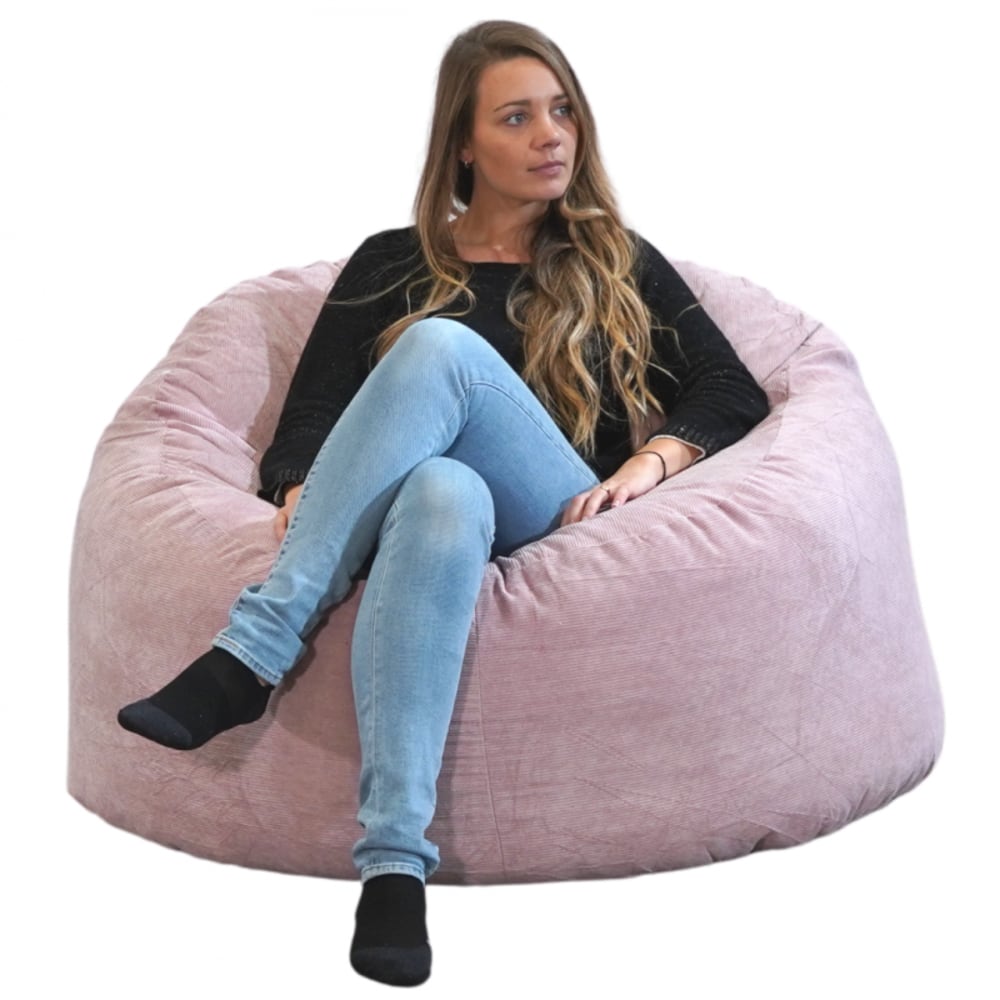 Pouf in velluto a coste rosa 100 cm